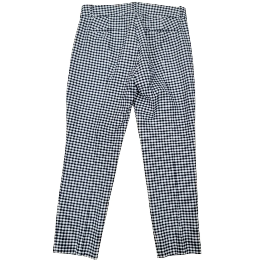 J. Crew Cameron Bi-Stretch Navy Gingham Checked Cropped Pants Cotton Womens Sz 6 - Picture 4 of 16